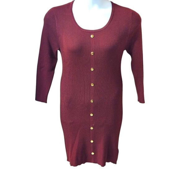 DEREK HEART PLUS SIZE Maroon Ribbed LongSleeve Sweater dress Size 2X - Picture 2 of 15
